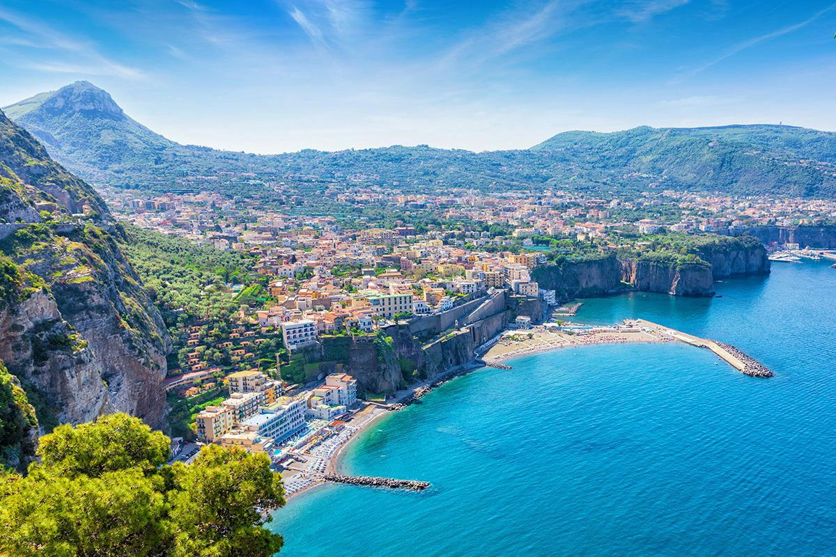 Aerial view of the Zakynthos coastline showing the full island boat tour route